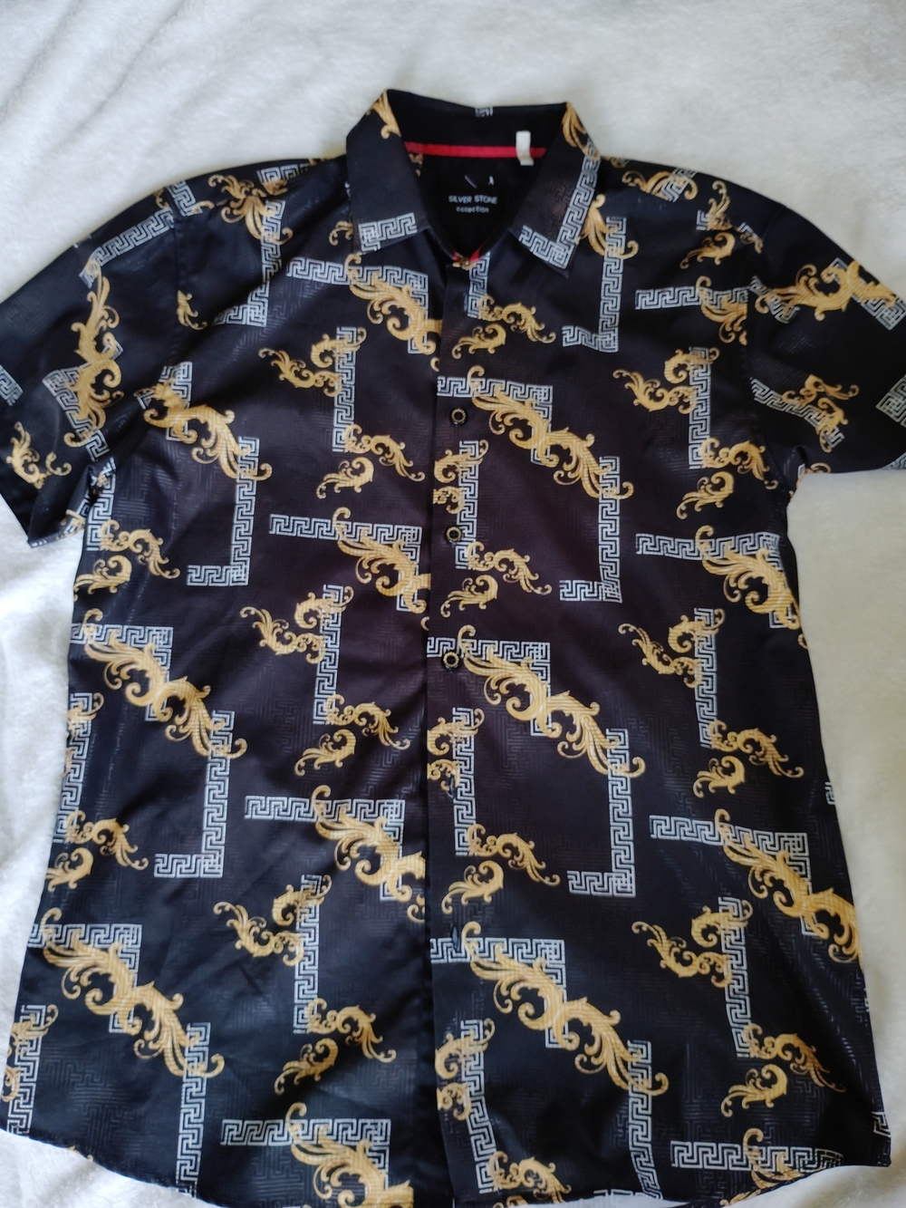 Silver Stone Collection Mens Modern Fit Button-Up Shirt Short Sleeve Size Medium